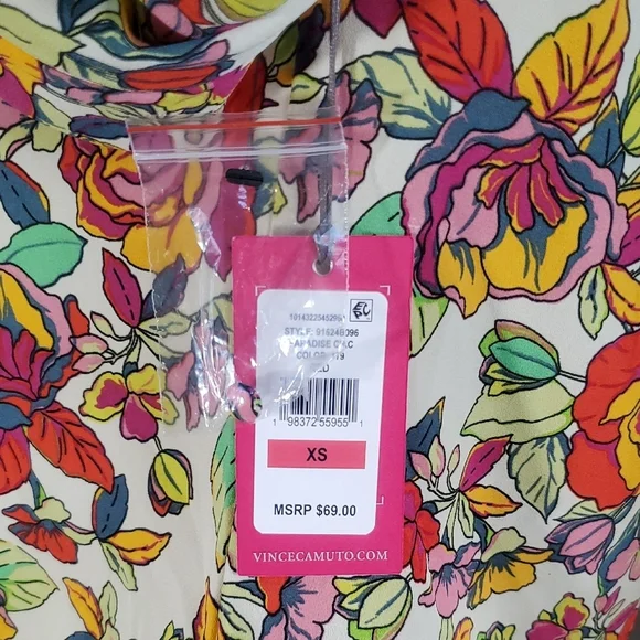 NWT Vince Camuto Women's Floral Off the Shoulder Tie Hem Top Size XS - Picture 8 of 11